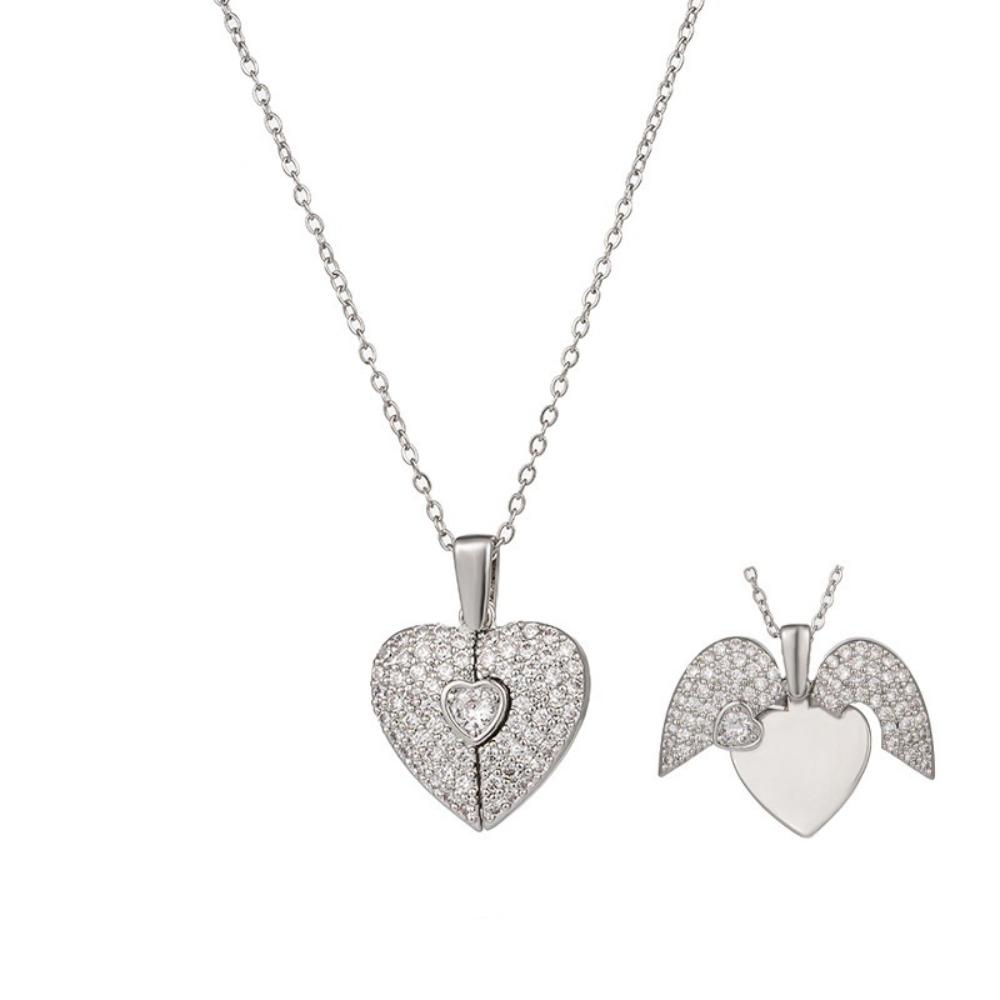 Heart Heart-shaped Necklace Titanium Steel Couple Love Locket Opening Heart Pendant  Summer Beach