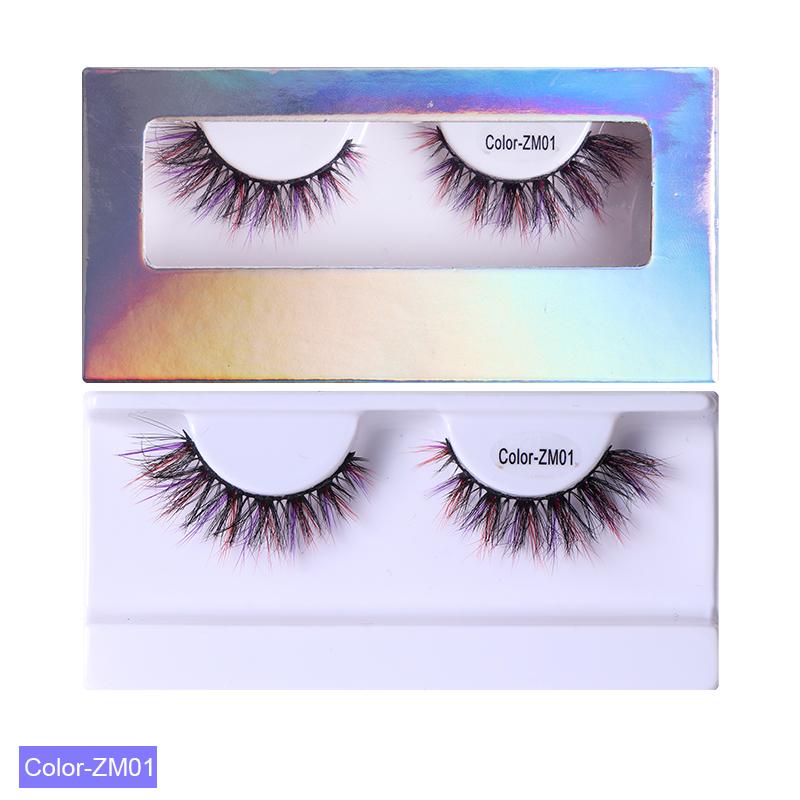 3D 6D Fluffy False Color Eyelashes Natural Full Strip Colored Makeup Cosplay Faux Mink Eyelashes