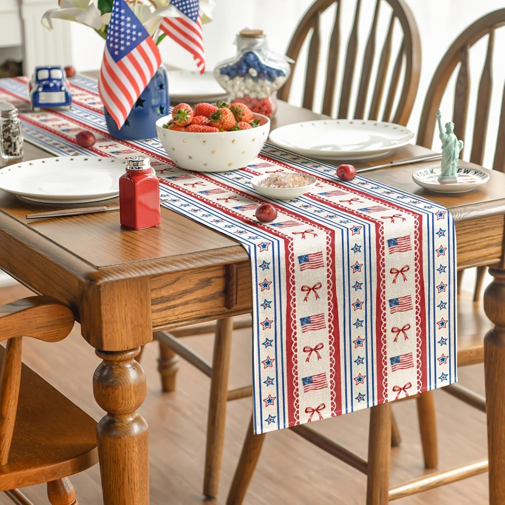 1Pcs American Independence Day Bow Flag Design Suitable for July 4th Celebration Table Decorations
