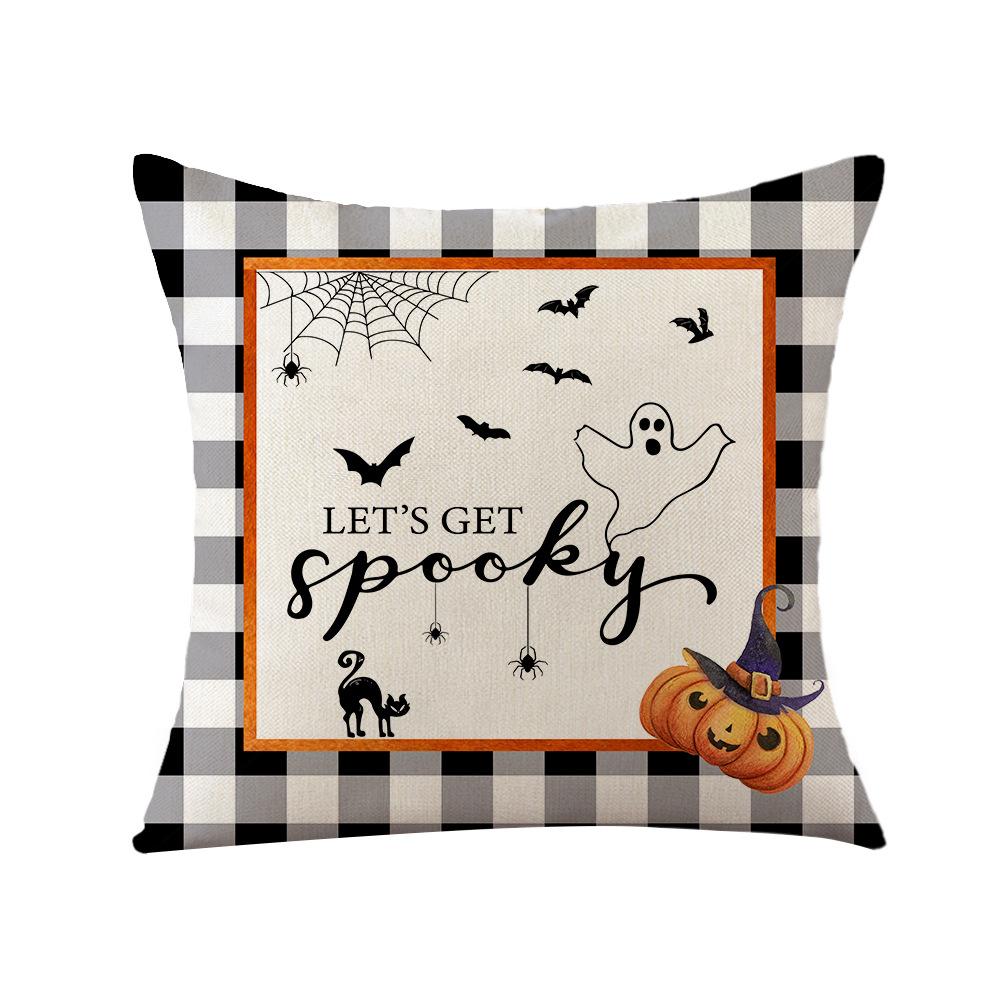 Halloween Pillow Cover Linen Pumpkin Print Sofa Cushion Cover Living Room Sofa Pillow Cover
