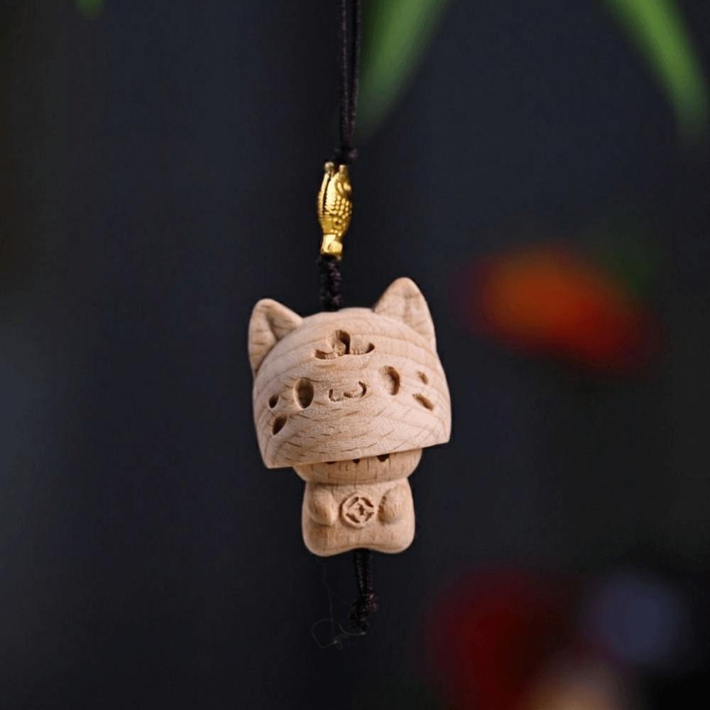Beech Wood Carving Pendant Hand-carved Bag Charm Cartoon Car Hanging Ornament  Gift Idea
