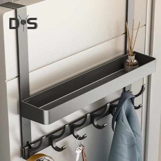 Door Rack Double-Layer Design Strong Load-Bearing Simple Installation Multipurpose Hanger Hook with Storage Shelf