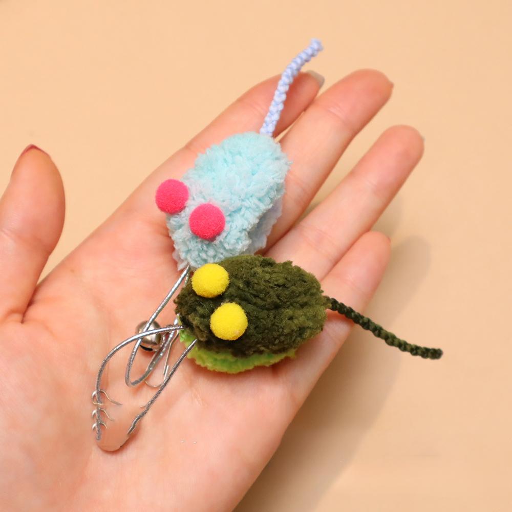 10pcs Random Mix Plush Mini Mouse Change Heads Cat Teaser Stick Pet Toy Supplies