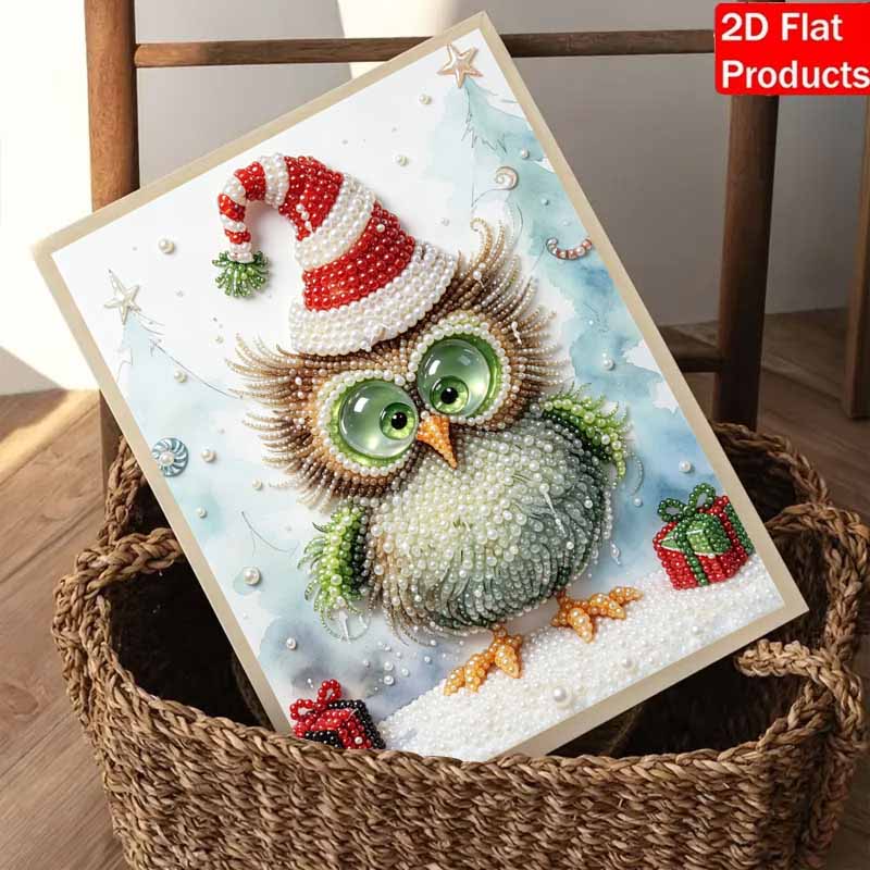 Frameless Pearl Painting Kit Festive Owl Aesthetic Wall Art DIY Sparkling Bead Canvas Room Decor Creative Craft