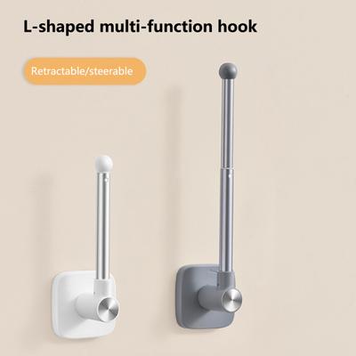 1 Set Storage Shelf Punch-Free Self-adhesive Retractable Multi-functional Bar Bathroom Towel Roll Paper Rack Household Supplies