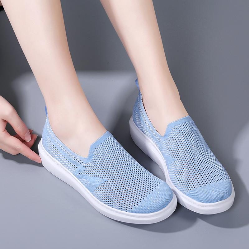 Summer Women Sneakers Comfort Casual Plus Size Flats Loafers Soft Walking Sports Shoes Slip On Large Size