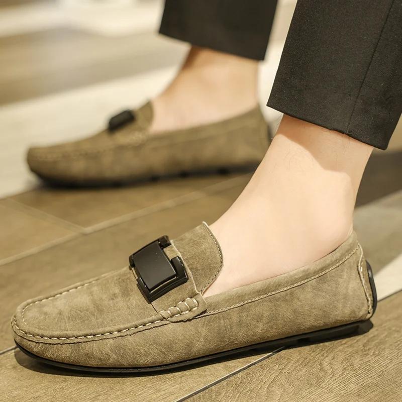 Fashion Casual Leather Mens Shoes Handmade Formal Men Loafers Moccasins Breathable Slip on Male Boat Shoes Driving Flat Footwear