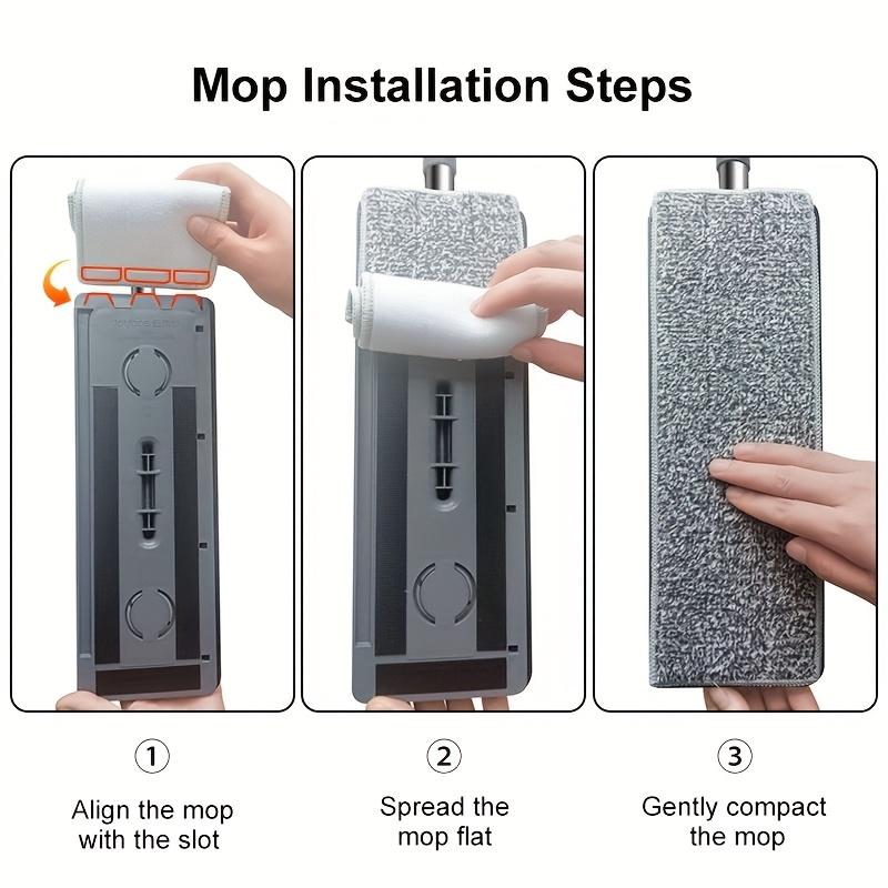 Mop and Mop Bucket Combo Set, Microfiber Hand-Free 15.7in Mop and Bucket Set - Wet and Dry Floor Cleaning System - with 4 Washable Reusable Cloths