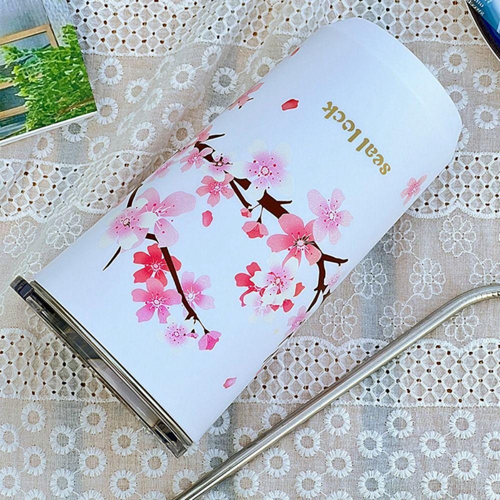 with lid Double Layer Stainless Steel Vacuum Flask Thermos Cup Water Bottle Coffee Tumbler