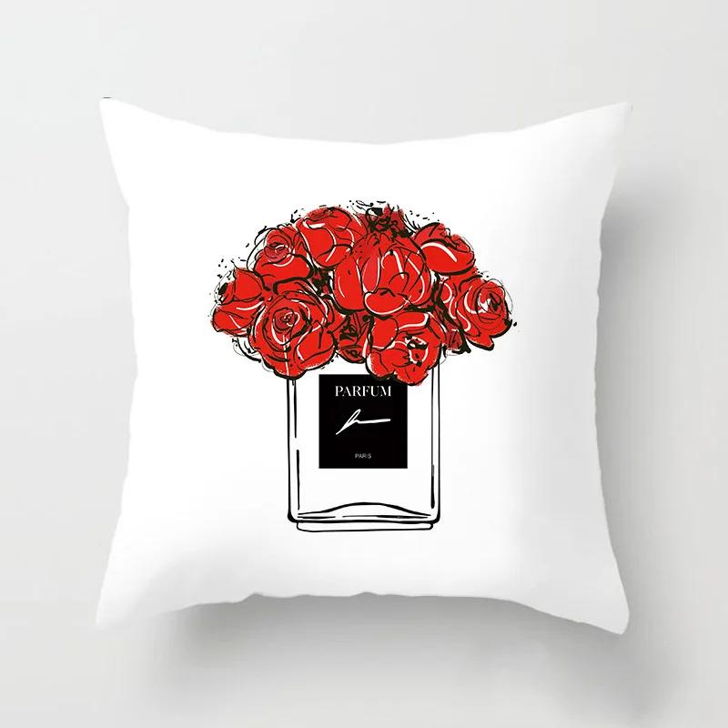Love Heart Letters Floral Pillowcase Modern Nordic Fashion Pink Cushion Cover Sofa Seat Wedding Decorative Throw Pillows Cover
