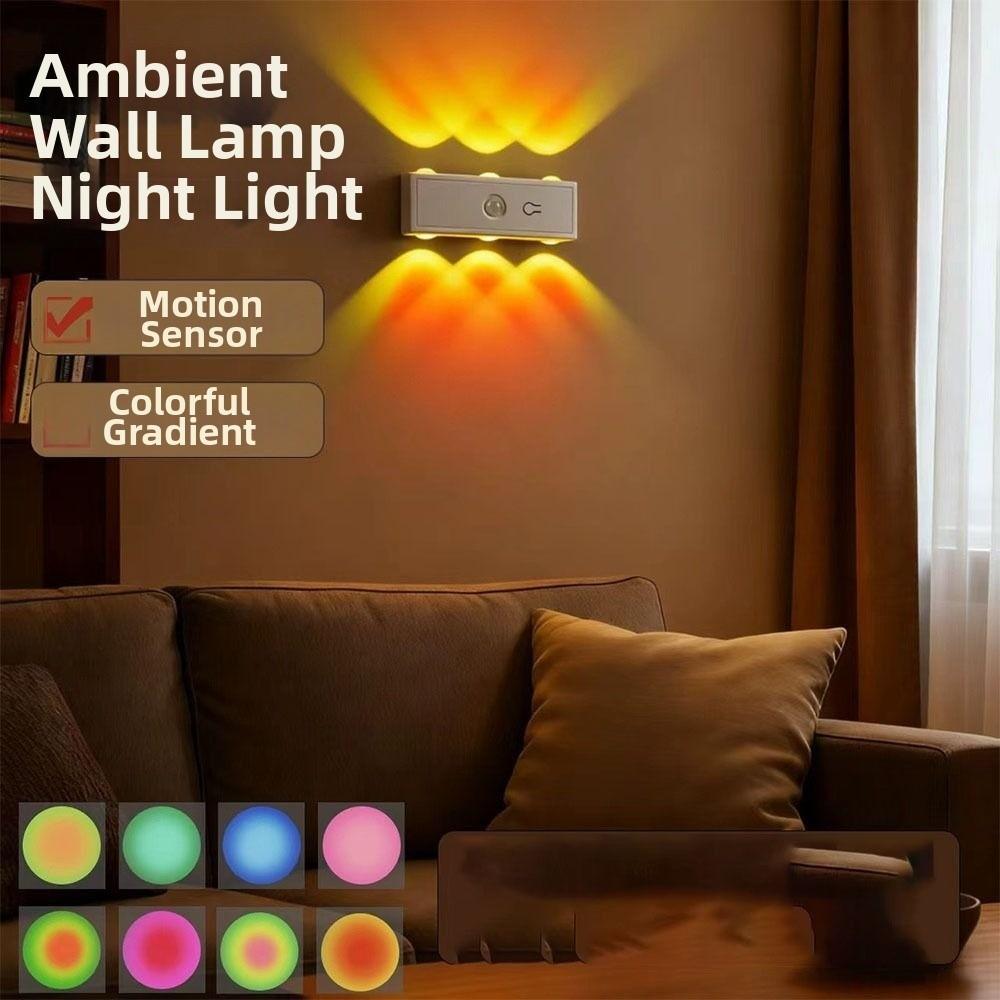 USB Rechargeable Motion Sensor Wall Light 3 colors / RGB RGB Wall Lamp Under Cabinet Light  Office