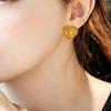 Exaggerated Metal Heart Earrings: Frosted Grain, Street Style, High-End Fashion