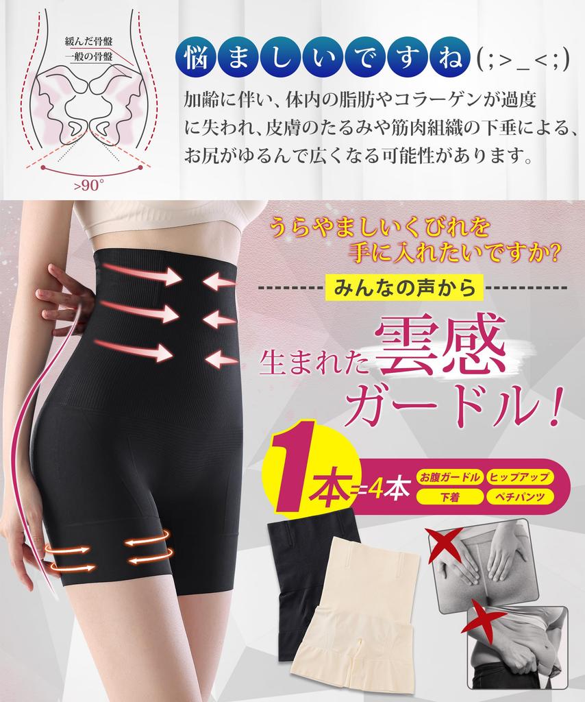 Allanve Girdle Panties 3D Butt Comfortable Tummy Butt Firm No Waist High Pelvic Pelvic Pelvic Girdle [Slimming Tummy, Support, Fit] Tightening,