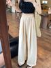 Women's White Ice Silk Wide-Leg Summer Pants - Lightweight, Loose, and Casual Fit