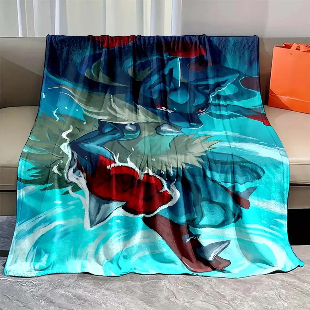 Japanese Anime Pokemon Mega Lucario Flannel Fluffy Soft Blanket Figures Home Sofa Break Blanket Children Blanket Nap Cover Kid