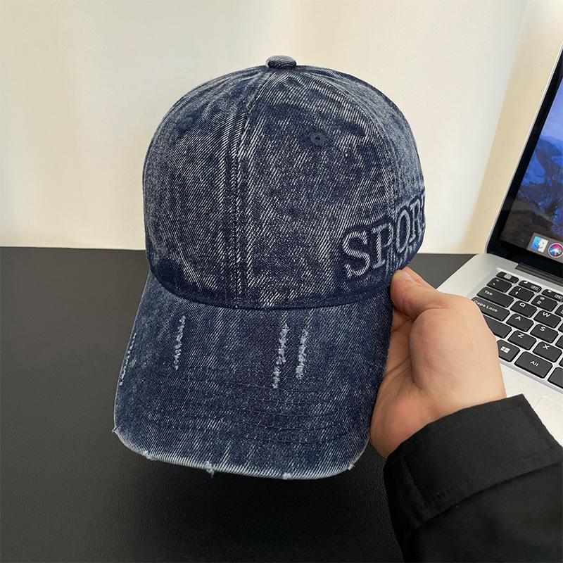 

Letter embroidery retro old baseball cap four seasons versatile washed denim cap sun protection baseball cap soft top