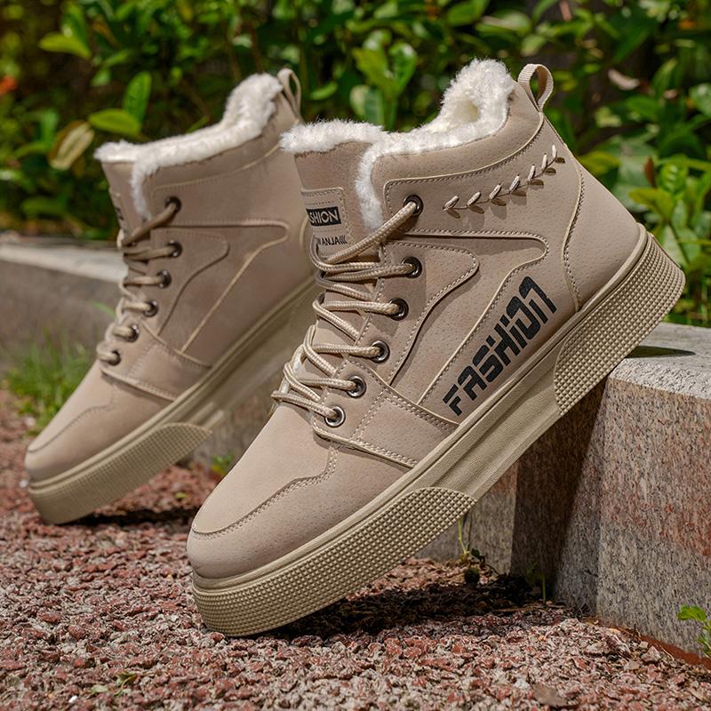 Men's outdoor winter casual plus size high top shoes fashion comfort shoes slip-resistant wear-resistant thick soled cotton shoe