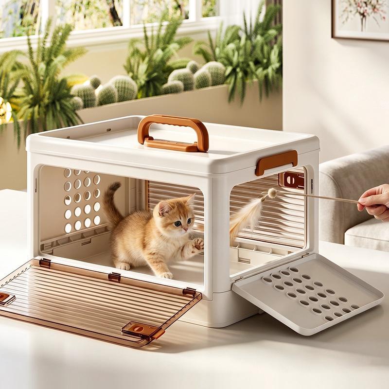 Cat Carrier Portable Foldable Hard-Sided Cat Carrier Box For Small Medium Kitten Puppy Outings Camping Walking Road Trip Hiking
