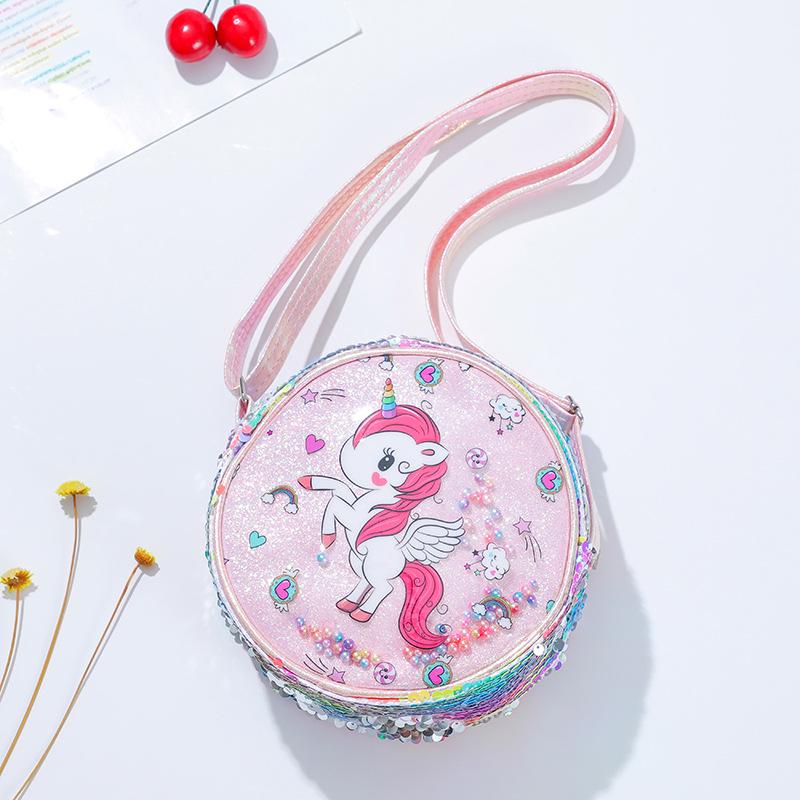 Glitter Rainbow Sequin Fanny Pack & Unicorn Crossbody Backpack for Girls