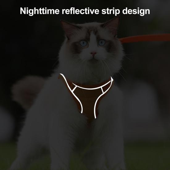 Cat Harness And Leash Escape-Proof Cat Harness with Reflective Strips Adjustable Step-in Harness for Small Medium Cats