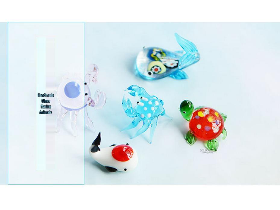 Handcrafted Glass Cartoon Animal Ornaments - Crab & Turtle Decor