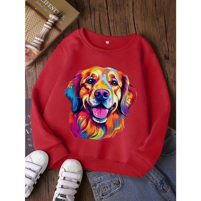 European sizes Kids' Stylish Round-Neck Sweatshirt, Casual Print Top