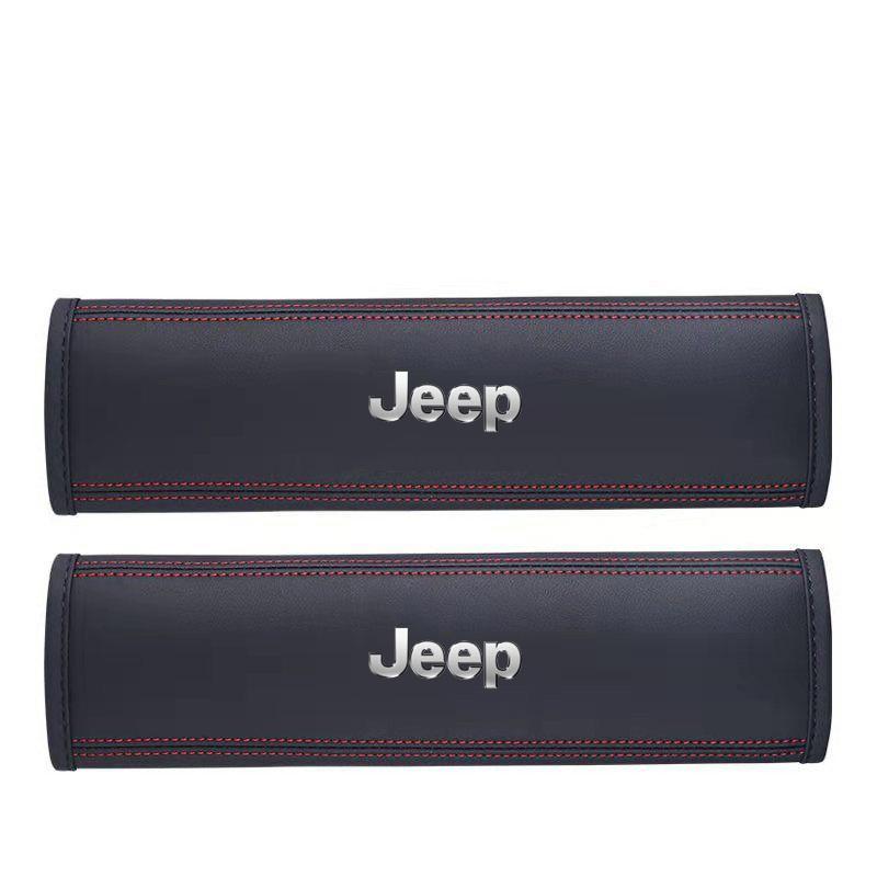 2Pcs Leather Car Seat Safety Belt Shoulder Protection Cover For Jeep Renegade Wrangler JL JK Gladiator Grand Cherokee Compass AMV1