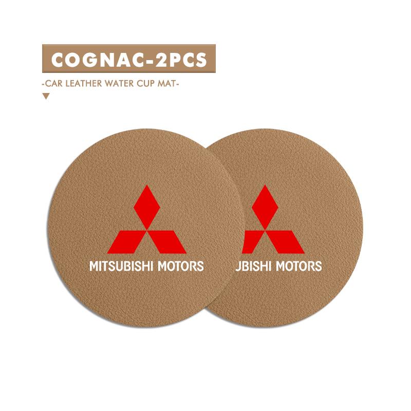 2Pcs Car Coaster Anti-Slip Slot Mat Drink Holder Accessories For Mitsubishi Lancer ASX Pajero Mirage Attrage Xpander Outlander