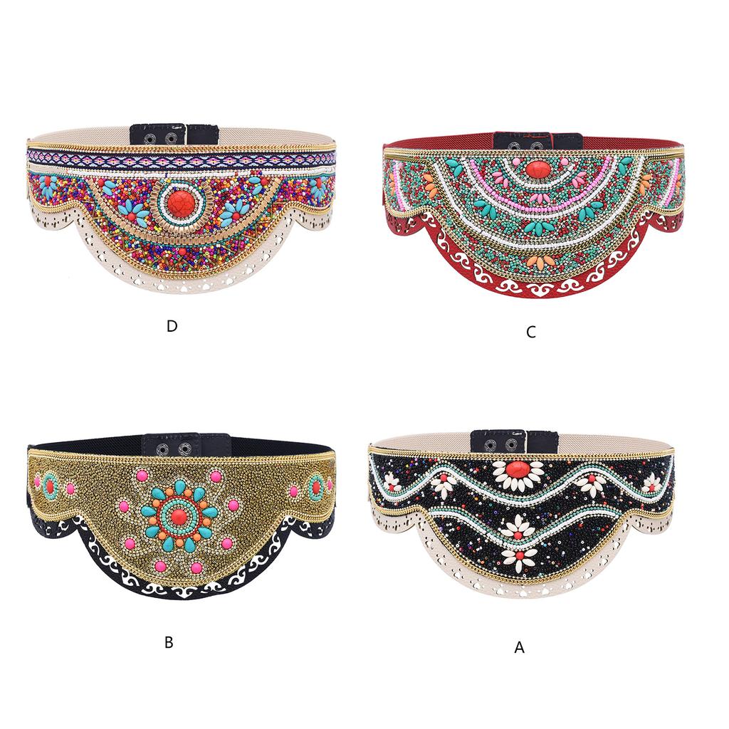Bohemian Multicolored Beaded Belt Handwoven Adjustable Waistband For Women Ethnic Style Festival Accessory