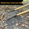 Old-Fashioned Fine-Toothed Stone and Clamming Rake Set for Raking Grass, Leaves, and Leveling Soil
