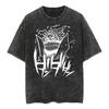 Manga Print T-shirt For Men Women Clothing Short Sleeve Tees Tops Harajuku Vintage Washed Oversized