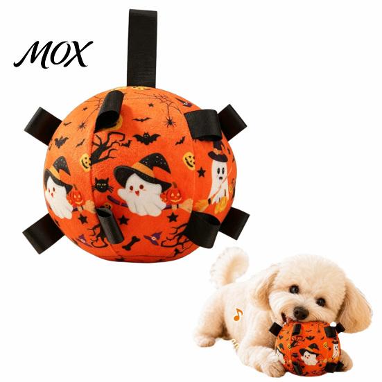 Halloween Themed Puppy Toy Squeaky Dog Chew Ball for Halloween, Bite Resistant Plush Toy, Pet Teething Interactive Small Medium Large Breeds Dogs