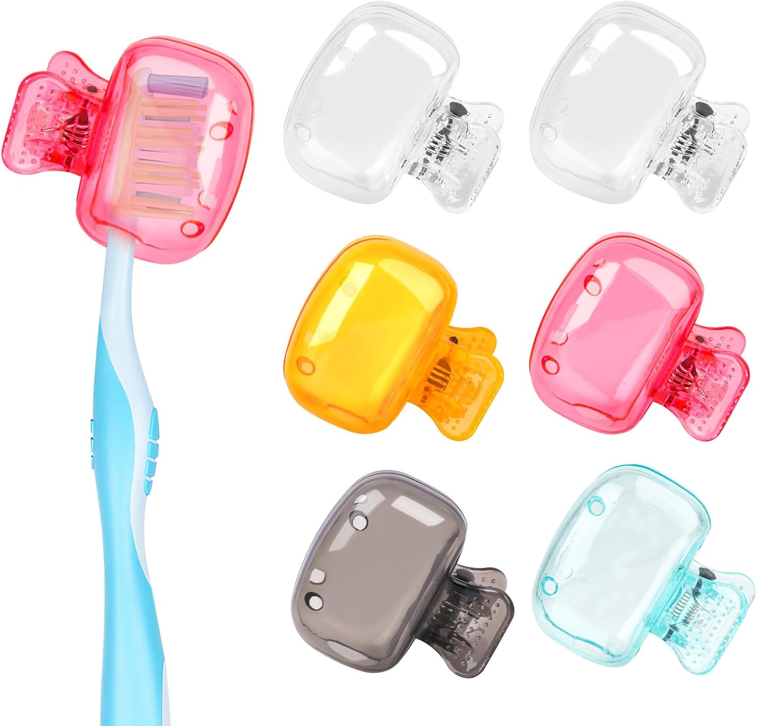 

6 шт. Чехлы для зубных щеток Портативные Защитные чехлы для зубных щеток Зажимы Дорожный протектор Пластиковый контейнер для щеток Защитный зажим Чехол для детей Ванная комната Дом