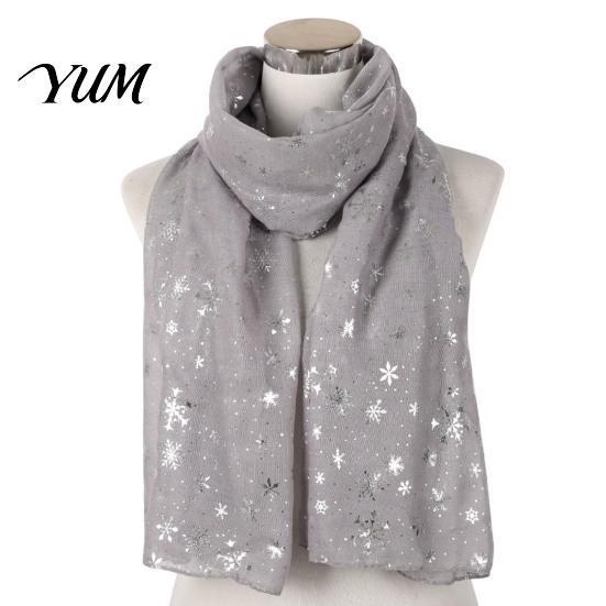 Feiertags-Accessoire Glitzernd Funkelnd Folien-Schneeflocken-Print Schal für Damen, Weihnachten Warm Hals-Thema Schal Wickel, Herbst Winter Leicht