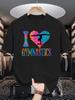 Tie Dye Heart Gymnast Graphic Unisexs Crew Neck T Shirt I Love Gymnastics Sport Print Short Sleeve Casual Cotton Daily Street Tops