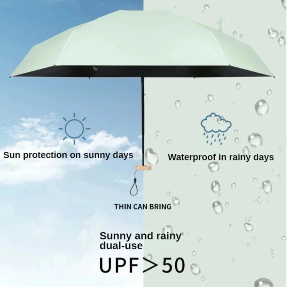 Mini Sun Umbrella Pocket Light Rain Umbrellas Anti Uv 5-Folding Parasol Portable Lightweight Sturdy Sunshade Umbrella for Travel