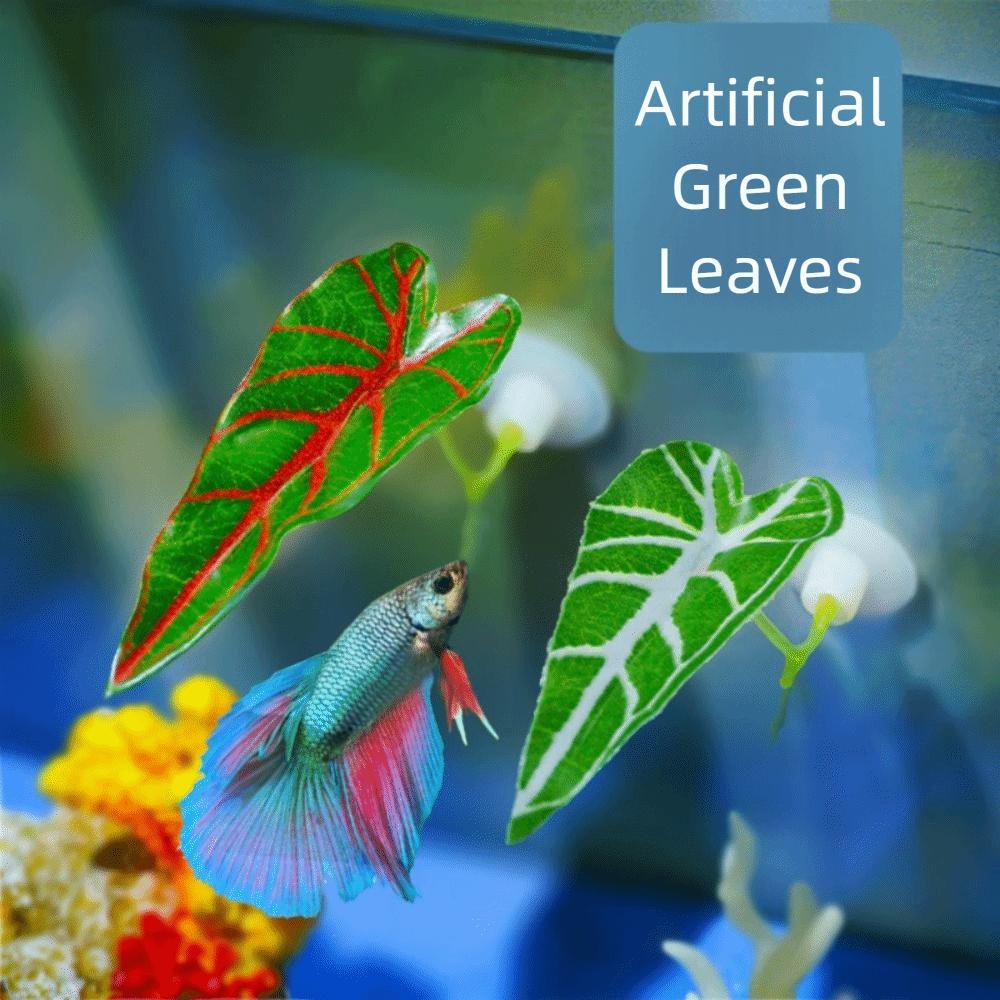Plastic Betta Fish Leaf Pad Suction Cup Reptile Basking Area Practical Fish Hiding Habitat  Reptile