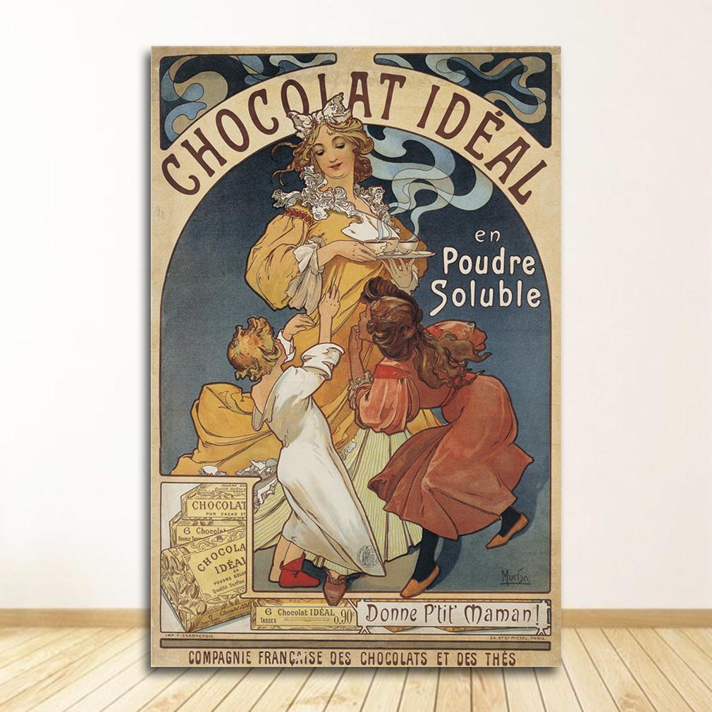 Vintage Room Decor Cloth Fabric Wall Poster Print Silk Fabric Custom Alphonse Mucha Poster Canvas Poster Art Home Decoration