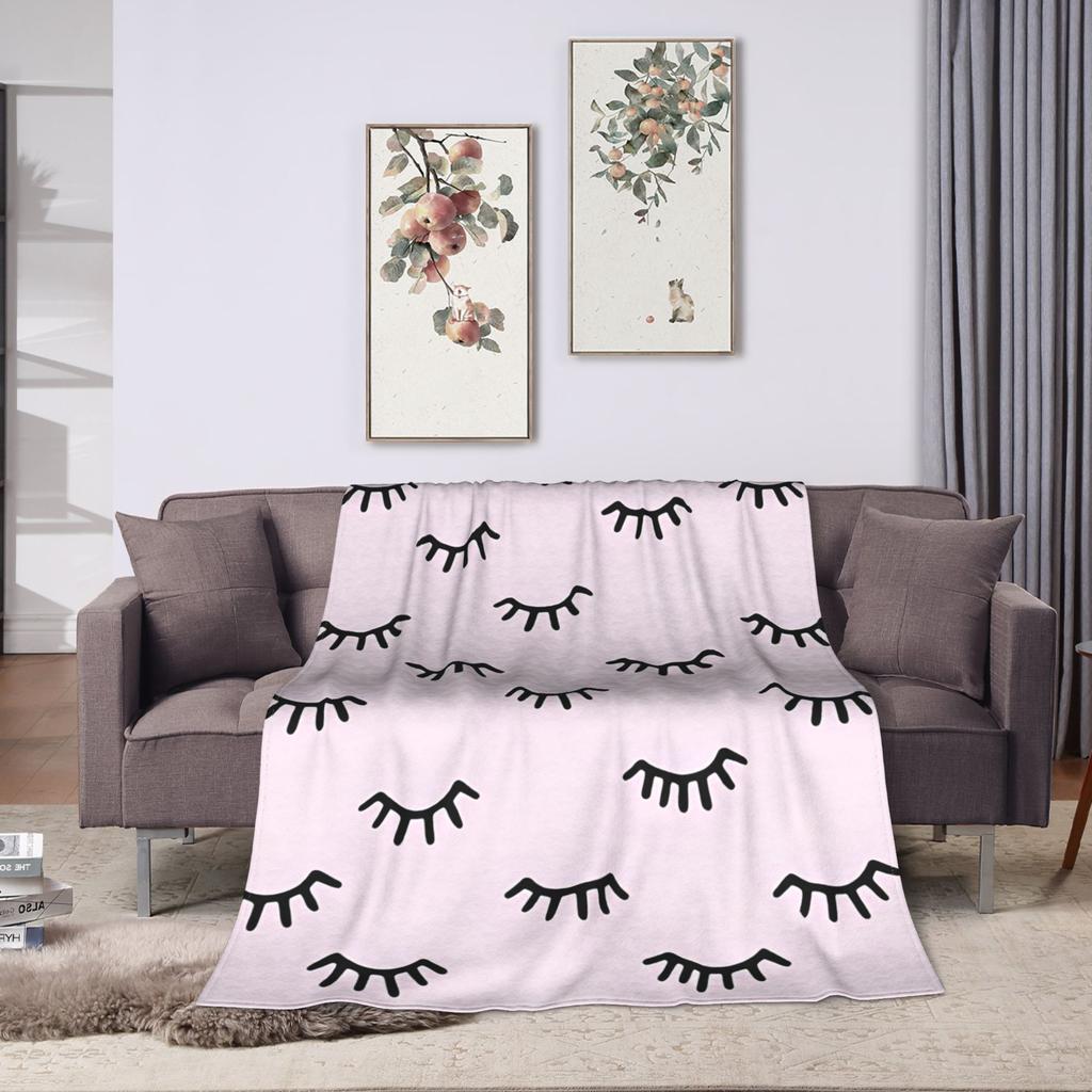 Eyelash Cartoon Eyelashes Blanket Fleece Autumn/Winter Multi-function Lightweight Thin Throw Blankets for Home Office Bedspreads