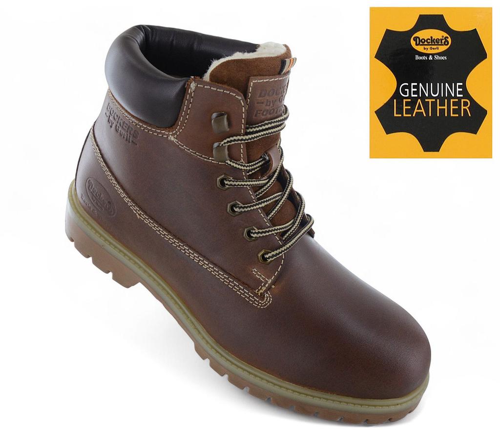 DOCKERS by Gerli Boots - Herren Winter Stiefel Schuhe Gefüttert Leder Braun 53AX103-400470 ORIGINAL