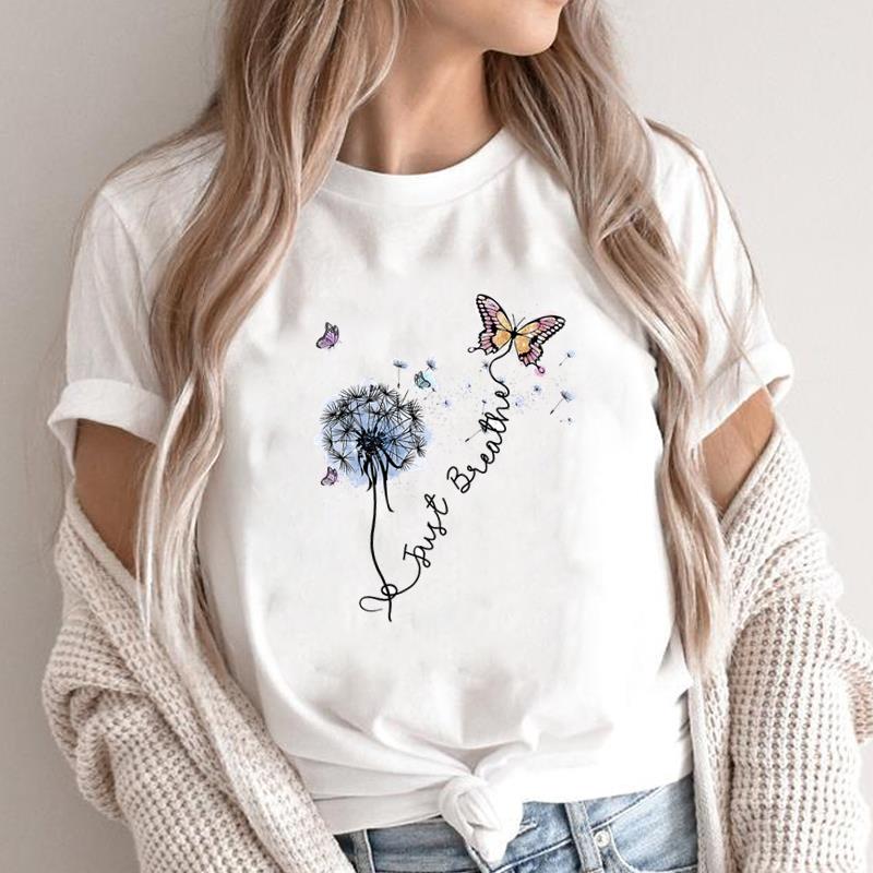 (Asian Size) butterfly trend 90s Short Sleeve Clothing Print Female Casual Fashion T Women's Top Graphic Tee T-shirts