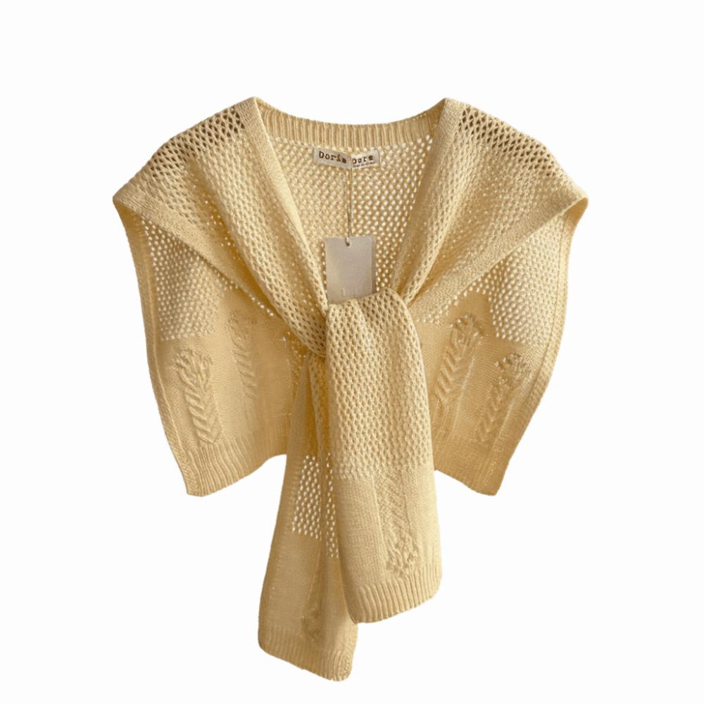 

Multicolor Knitted Shawl Multi-functional Hollow Thin Knitting Outfit Shawl Lengthen Widen Outerwear Fake Collar Spring Auttumn світло-жовтого кольору