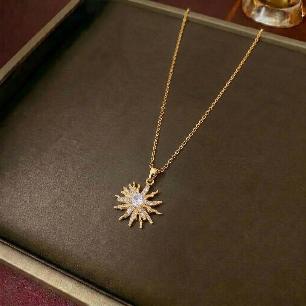 Women's European & American Style Windmill Pendant Necklace Set - Titanium Steel Floral Design