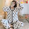 Autumn and Winter Pyjamas Women Flannel Cardigan Pyjamas Korean Version Thickened Coral Velvet Leisure Home Wear Set