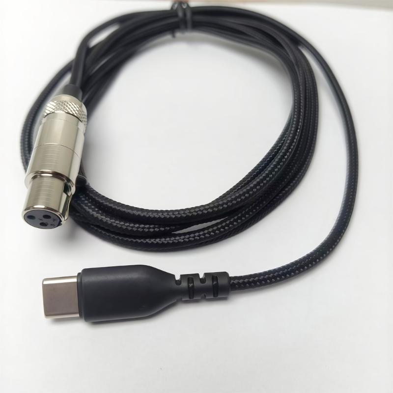 Braided Nylon USB C to 3Pin XLR Headphone Replacement Cable for Q701/K712/K702/K240/K240 II/K141/K17 With TangleFree