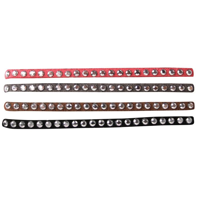 Ruban en daim avec clous strassés métalliques 3mm x 1 m 4 pièces