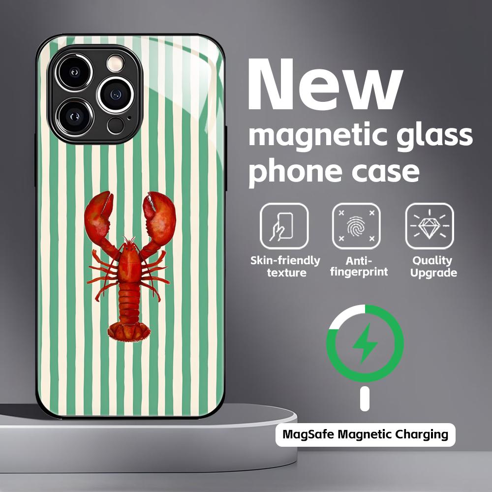 Marine life, crabs, lobsters  Phone Case For iPhone17 16 15 14 13 12 11 X XR XS 8 Plus Mini Pro Max Glass Magnetic Case
