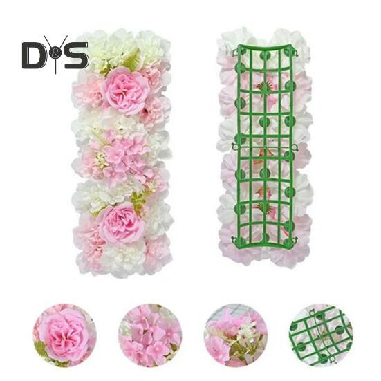 Simulated Flowers Combo Artificial Flowers In Rows Realistic Faux Silk Flowers with Back Frame for DIY Wedding Arch Backdrop Party Decor