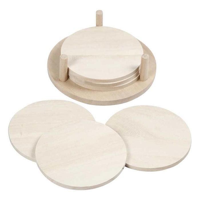 12 Customizable Wooden Coasters Ø 9.5 Cm