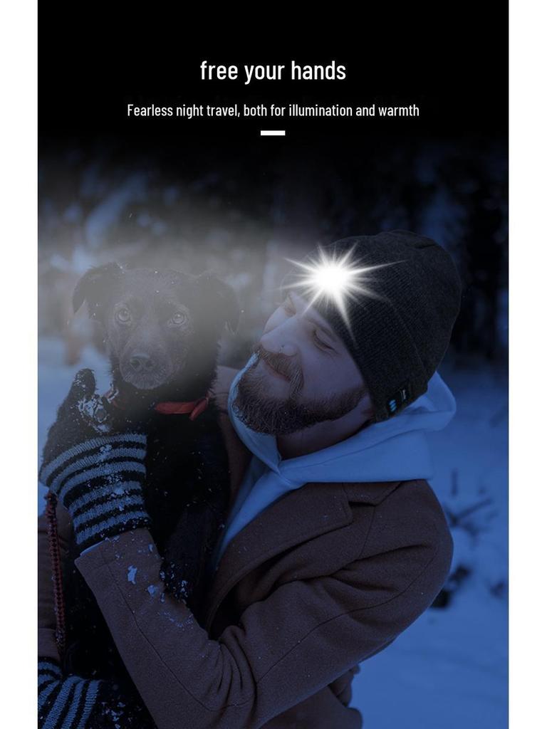 Luminous LED Headlamp Music Hat with Wireless Bluetooth Earphones for Night Running & Fishing